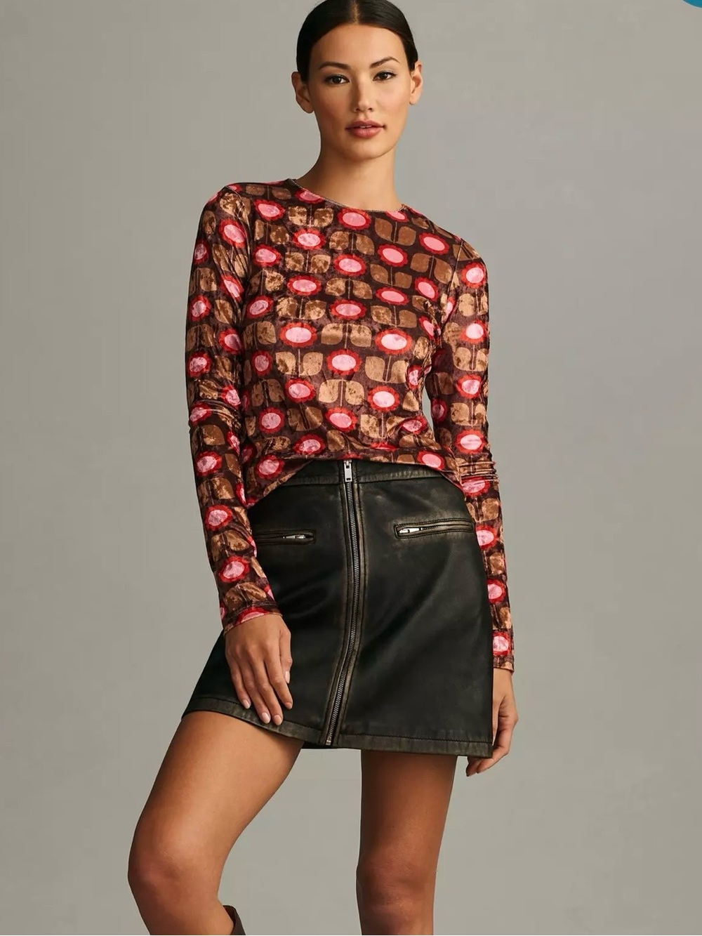 Anna Sui Velvet Daises Long Sleeve Top by Anthropologie